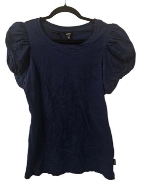 Navy Blue Buffalo David Bitton Women's Twist Puff Sleeve Top